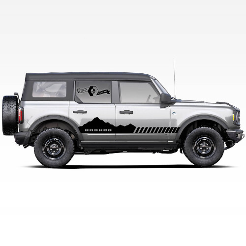 Set van Bronco Mountains Badlands 4-deurs zijstreepstickers voor Ford Bronco 2021
