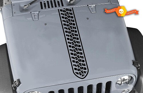 Jeep Wrangler Hood Stripe met bandenspoor