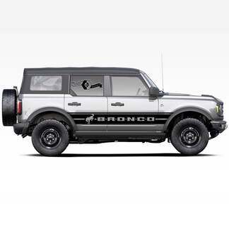 2x Bronco paard hengst Logo Badlands 4-deurs Wrap Deuren Side Dikke Strip Decals Stickers voor Ford Bronco 2021
