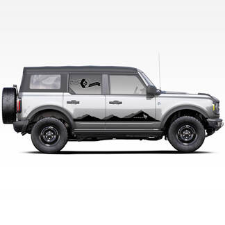 Paar Bronco Mountains Shadow Badlands 4-deurs Side Stripe Strobe Decals Stickers voor Ford Bronco 2021
