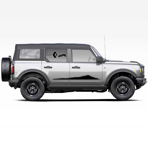 Mountains Outline Side Stripes Vinyl Sticker voor Musclecar horse 2021