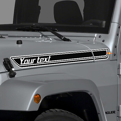 Aangepaste omlijnde motorkapstrepen vinylsticker voor Jeep Wrangler en CJ
