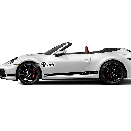 Set Porsche Porsche 911 Carrera Rocker Panel Side Stripes Doors Kit Decals Stickers
