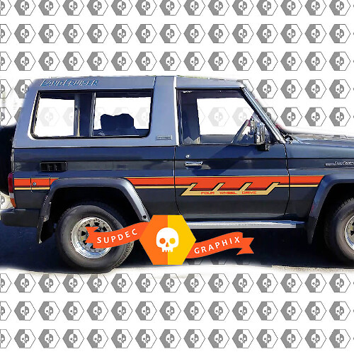 Retro zijstrepen vinyl decal set voor Toyota Land Cruiser BJ73R 70-serie