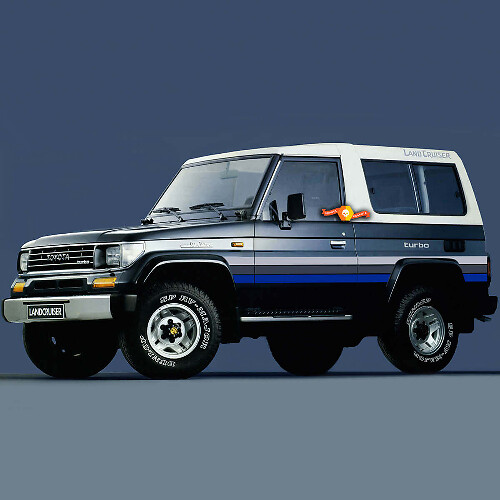 Vinylstickerset in retrostijl zijstrepen voor Toyota Land Cruiser LJ73 1994