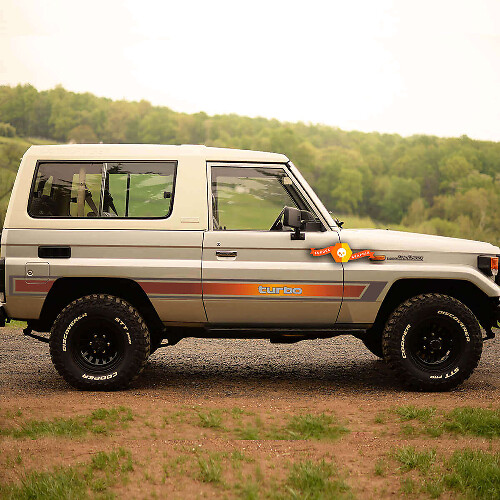 Retro stijl gradient zijstrepen vinyl decalset voor Toyota Land Cruiser LJ73 1994