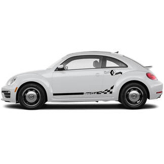 2 Volkswagen Beetle rocker Stripe Graphics Decals-stijl vloeien rond de geruite vlag en passen elk jaar
