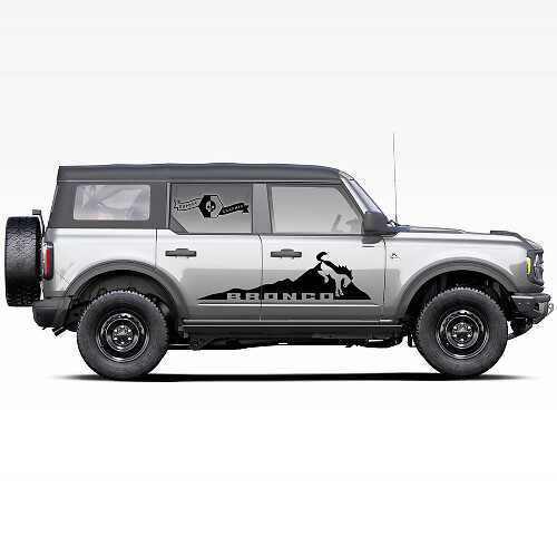 Paar Bronco paarden hengst Bergen Logo zijdeurstickers voor Ford Bronco 2021
