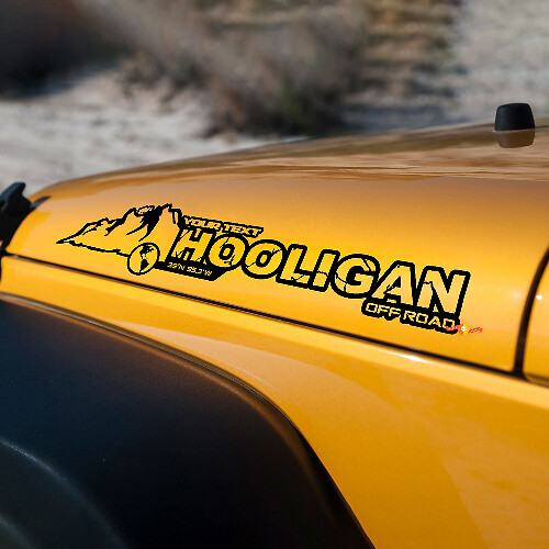 Hooligan Custom Motorkap Vinyl Sticker voor Jeep Rubicon
