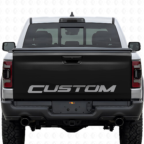 Aangepaste belettering zwarte tailgate vinylsticker voor Dodge Ram Rebel_1
