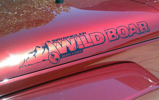 2 Jeep Rubicon Wild Boar Mountain JK Hood Sticker Sticker