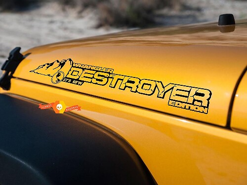2 Jeep Rubicon Destroyer Mountain JK Hood Sticker Sticker