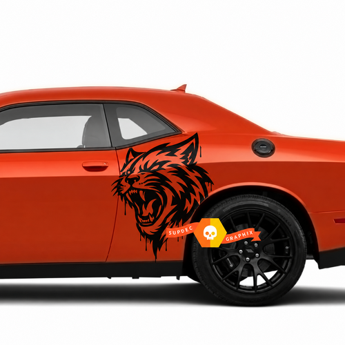 Aangepaste Kat Hoofd Bloed Druppel Paar Zijkant Achterspatbord Vinyl Decal Sticker voor Dodge Challenger