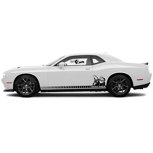 Paar Scat Pack Gestippelde Lijn Rocker Panel Stickers Decals Streep Vinyl Graphics voor Dodge Challenger
