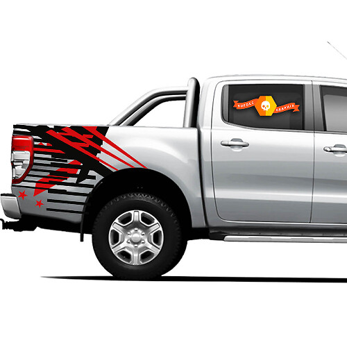Abstracte Stijl Bed Zijstroken Vinyl Decal Kit voor Pickup Trucks