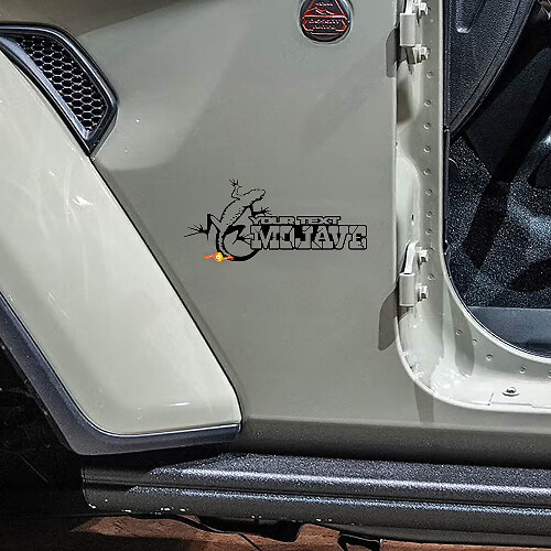 Aangepaste tekst Mojave Gecko zij vinyl decal set voor Jeep Wrangler Rubicon