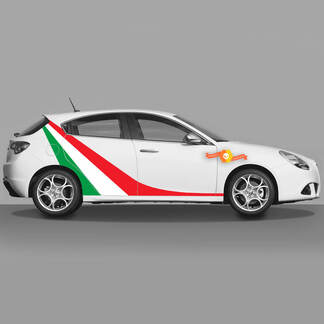 2x standaard Italiaanse vlagkleuren deuren carrosseriesticker past op Alfa Romeo Giulietta-stickers Vinyl Graphics Extended
