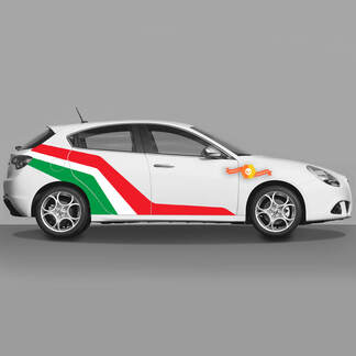 2x standaard Italiaanse vlagkleuren deuren sticker past op Alfa Romeo Giulietta stickers Vinyl Graphics Uitgebreid gewijzigd

