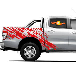 2 kleuren 4×4 Truck Side Bed Graphics Decals voor Ford Ranger Red Lines
