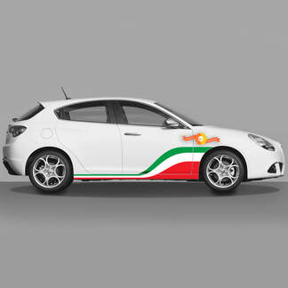2x standaard Italiaanse vlagkleuren deuren sticker past op Alfa Romeo Giulietta stickers Vinyl Graphics voordeur
