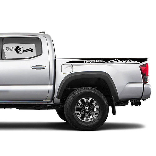 2x Tacoma Toyota TRD Off Road Truck Bed Mountains Side Decals Vinyl Stickers Bergketen - Nieuw