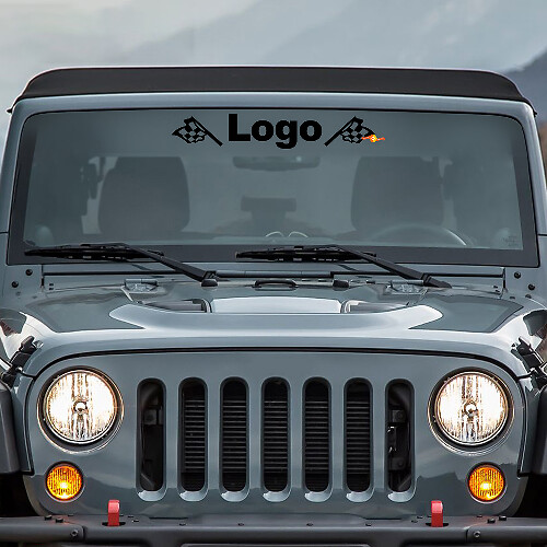 Custom Logo & Vlaggen Voorruit Vinyl Decal voor Jeep