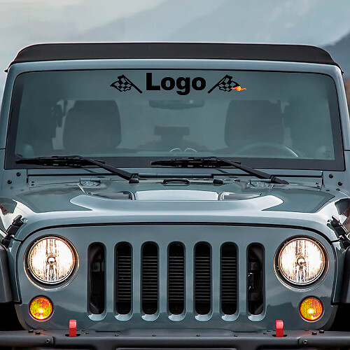 Custom Logo & Vlaggen Voorruit Vinyl Decal voor Jeep