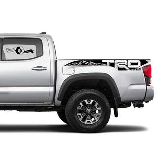2X Tacoma Toyota TRD Off Road Truck Bed Bergen kant Decals Vinyl Stickers Сurved Mountain Range

