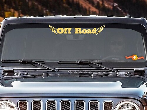 Jeep CJ XJ YJ TJ Off Road met vlaggen voorruit sticker sticker
