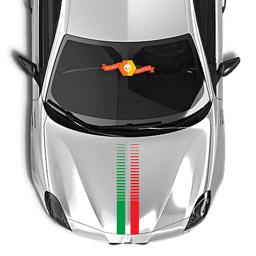 Italië Vlag Motorkap Strepen Vinyl Decal voor Alfa Romeo