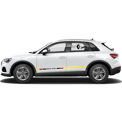 Paar Audi Q3 stickers voor de zijkant van de deur voor de rocker panel Duitse vlag Nieuw 2021 vinyl sticker
