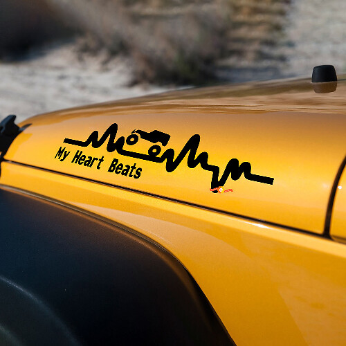 Heartbeat Style Motordeksel Vinyl Stickers voor Jeep Wrangler