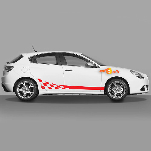 Paar vinylstickers Alfa Romeo Giulietta Graphics Rode Finish Line op deuren 2021
