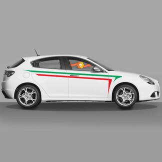 Paar vinylstickers Stickers Alfa Romeo Giulietta Graphics Italië Vlag op de deuren 2021
