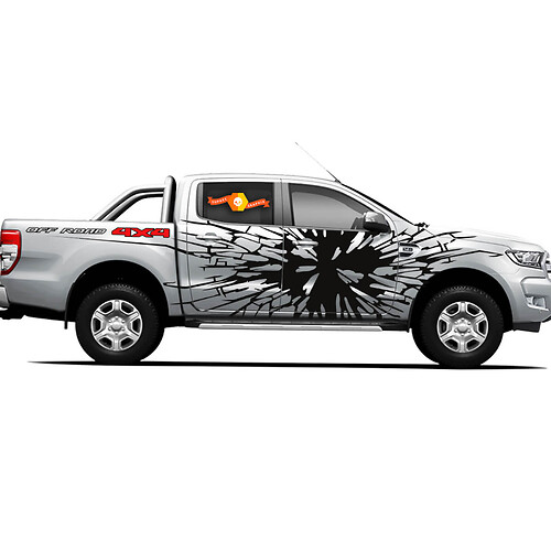 Paar Vinyl Decals Stickers 4X4 Tacoma Toyota TRD Off Road Truck zijdeuren Gebroken glas
