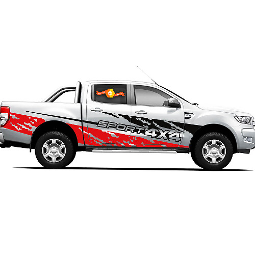 Set Vinyl Stickers Decals 4X4 Tacoma Toyota TRD Off Road Truck zijdeuren Fire And Earth
