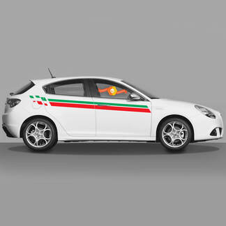 2x Deuren Body Decal past op Alfa Romeo Giulietta-stickers Vinyl Graphics Italië Vlagfragment 2021
