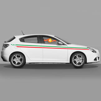 2x standaard Italiaanse vlagkleuren deuren carrosseriesticker past op Alfa Romeo Giulietta-stickers Stripe Vinyl Graphics
