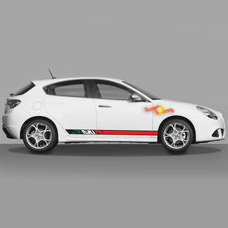 2x deuren carrosseriesticker voor Alfa Romeo Giulietta-stickers vinylafbeeldingen, langwerpige Italiaanse vlag
