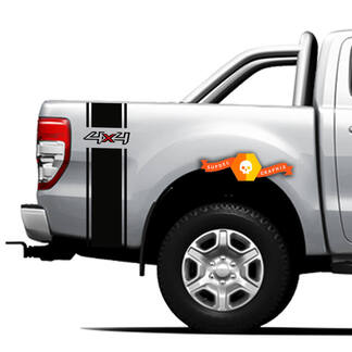 Paar vinylstickers Stickers Side bed bands 4x4 graphic voor Ford Ranger Side Cutouts 2021

