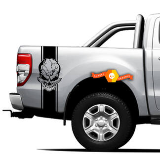 Paar vinylstickers Stickers Side 4x4 graphic voor Ford Ranger Off Road, Zombie Skull 2021
