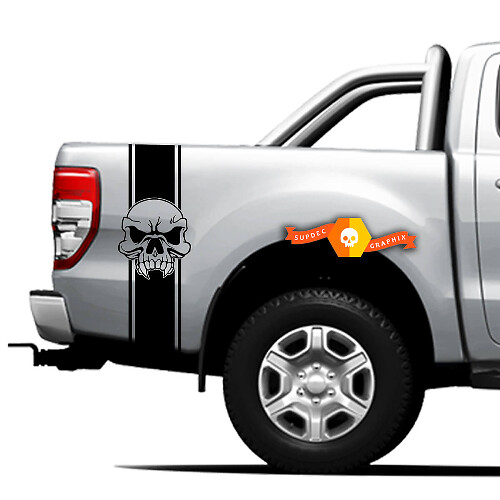 Paar vinylstickers zijde 4x4 grafisch voor Ford Ranger Off Road, Orc Skull 2021

