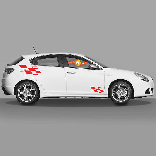 Paar vinylstickers stickers Alfa-ruitvlag Romeo Rode diamanten op de randen 2022
