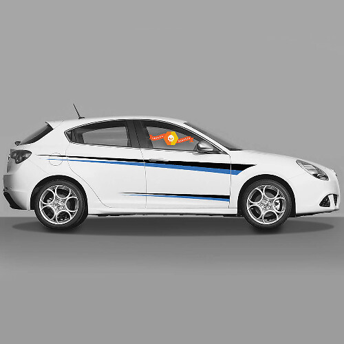 Paar Vinylstickers zijstickers Alfa Romeo in zwart en blauw, nieuw 2022
