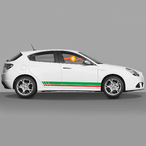 Vinylstickers zijgrafische stickers Alfa Romeo dorpel rood en groene strepen 2022
