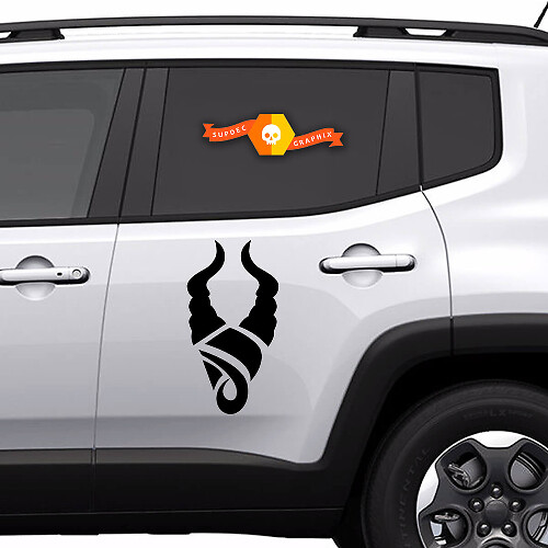 Paar Vinylstickers zijgrafiekstickers Jeep Renegade Silhouet Steenbok Nieuw 2022
