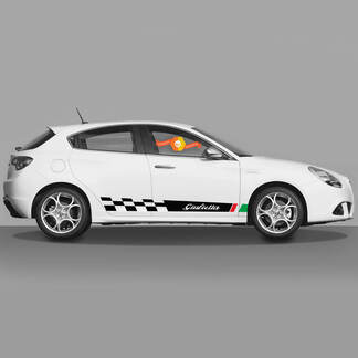 2x Alfa Romeo Giulietta-emblemen Vinyl Graphics rockerpaneel Italiaanse vlag Start 2022
