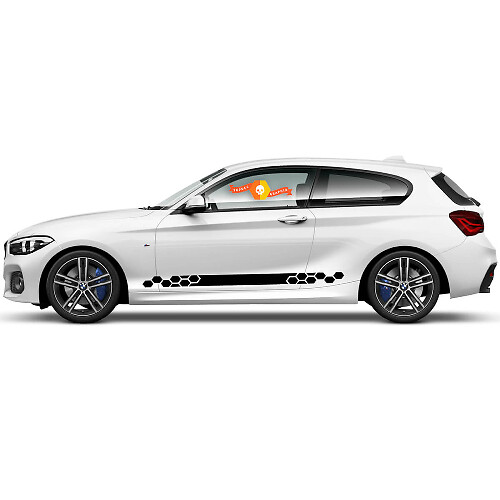 Paar vinylstickers grafische stickers zijpaneel Rocker voor BMW 1 Serie 2015 honingraten
