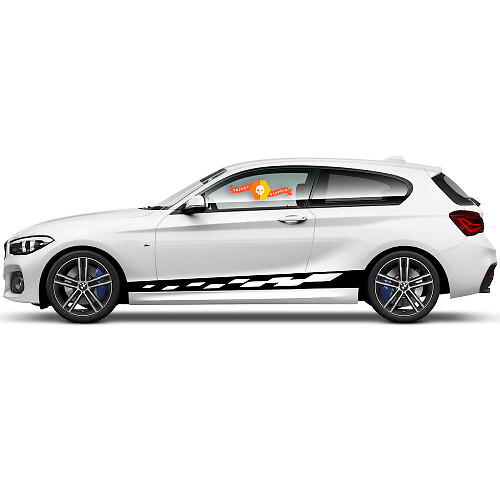 Paar vinylstickers grafische stickers zijrockerpaneel voor BMW 1-serie 2015 diamanten op band

