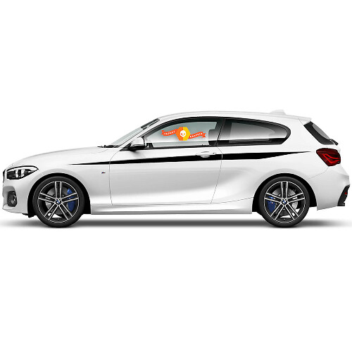 Paar Vinyl Decals Grafische Stickers voor de zijkant van BMW 1 Serie 2015 zwart gesneden
